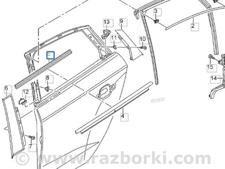 ФОТО Уплотнитель стекла двери для Audi (Ауди) A3 III 8V (12-20) Київ