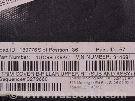 ФОТО Накладка центральной стойки для Jeep Cherokee KL (2013-2023) Одесса