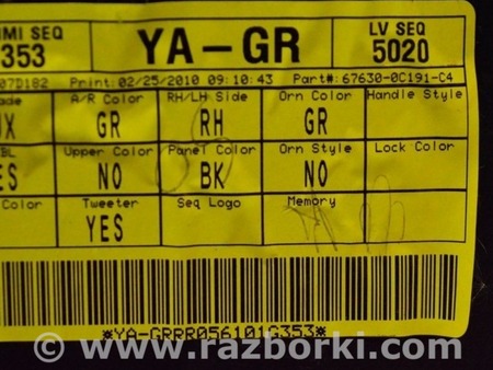 ФОТО Обшивка двери (карточка) зад прав для Toyota Sequoia (08-17) Одесса